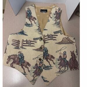 Vintage 90s Nadia Western Tapestry Vest Cowboy Grandmacore Streetwear Size M